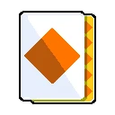 SpinBound: Pixel-art card icon with orange diamond and yellow triangle border strip.