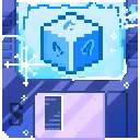 SpinBound: Pixel art blue slot reel with three arrow icons and sparkles on screen.