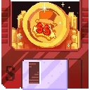 SpinBound: Pixel art gold coin with top hat and red dollar signs, sparkles around it.