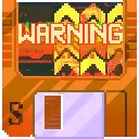 Warning Banner – SpinBound SpinBound: Pixel slot reels with big red-outlined “WARNING” text across screen.