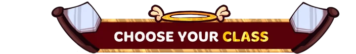 Choose Class – SpiritVale SpiritVale: Banner reading “CHOOSE YOUR CLASS” in white and yellow, with halo and hammers.