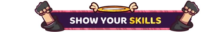 Show Your Skills – SpiritVale SpiritVale: Purple banner reading SHOW YOUR SKILLS, with fists and winged halo above.
