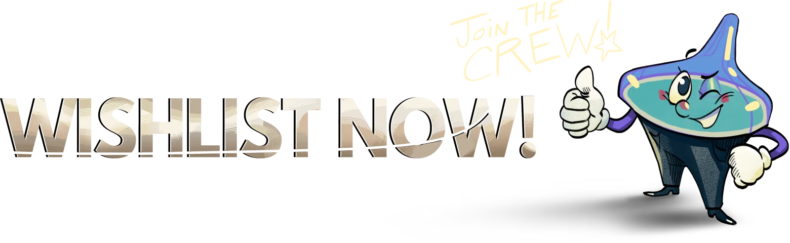 Stardream: “WISHLIST NOW!” text with “Join the Crew!” and winking mascot thumbs-up.