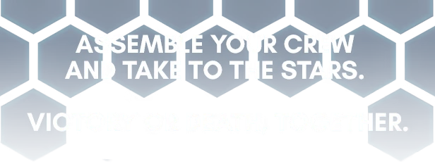 Crew Callout – Stars of Icarus Stars of Icarus: White text “ASSEMBLE YOUR CREW” on blue hexagon background.