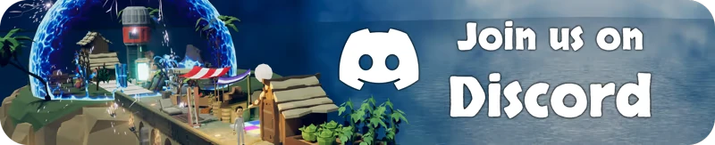 Stormbridge: Bridge scene with huts, market stall, and storm. "Join us on Discord" text.