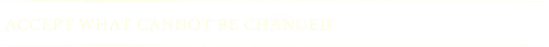 Acceptance Message – Sublustrum Sublustrum: White distressed text “ACCEPT WHAT CANNOT BE CHANGED” on black banner.