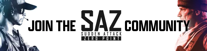 Sudden Attack Zero Point: Join the SAZ community text between two soldiers in profile.