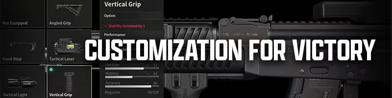 Sudden Attack Zero Point: Gun customization UI with “CUSTOMIZATION FOR VICTORY” text.