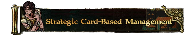 Sultan's Game: Illustrated figure beside ornate text "Strategic Card-Based Management".