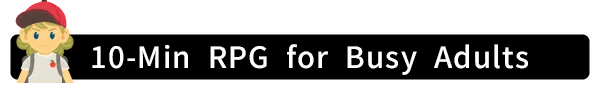 Busy Adults Banner – SUMMER ROAD 10-Minute Auto Roguelite SUMMER ROAD 10-Minute Auto Roguelite: Pixel character beside “10-Min RPG for Busy Adults” banner.
