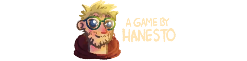 Take Care: Cartoon character with glasses and beard, text "A Game By Hanesto" in bold font.
