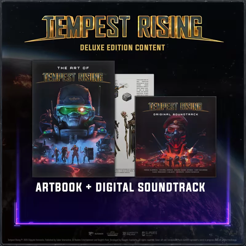 Artbook Soundtrack – Tempest Rising Tempest Rising: Deluxe edition artbook and soundtrack with futuristic soldier artwork.