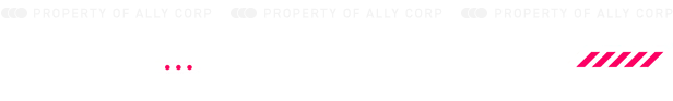 Property of Ally Corp – The Alters The Alters: White text "PROPERTY OF ALLY CORP" with red accents and a stylized progress bar.