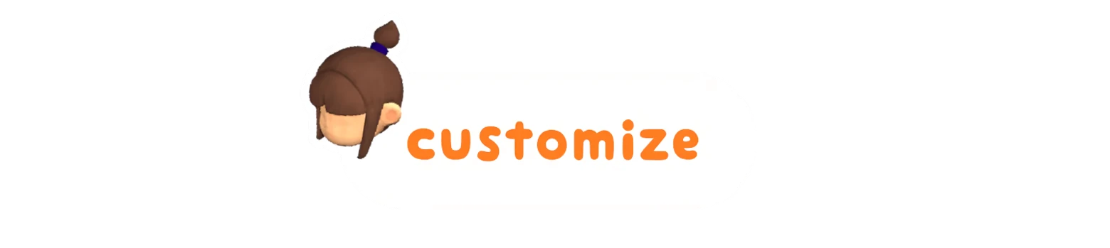 The Little Crumb: White rounded button labeled “customize” with cartoon head icon.