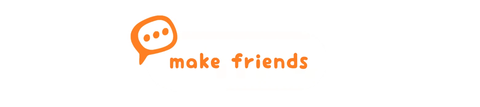 The Little Crumb: White rounded button with orange chat icon and “make friends” text.