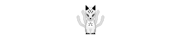 The Path of Ren: Pixel art white fox with multiple tails on a black background.