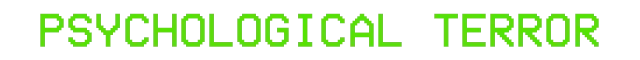 The Plant Shop: Bright green pixelated text reads "PSYCHOLOGICAL TERROR" on a black background.