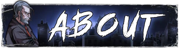 About Screen – The Skin Stapler The Skin Stapler: A grizzled man with a cigarette, city skyline, and bold "ABOUT" text in white.