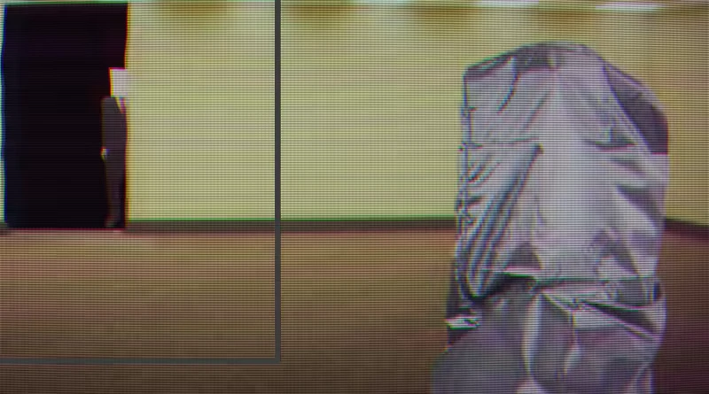 The Window 8: A figure in a suit stands in a dark doorway, next to a shrouded object.