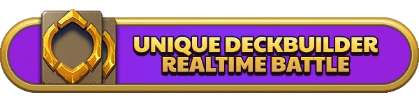The World of Nifty Craft: Purple banner with gold emblem and text "Unique Deckbuilder Realtime Battle".