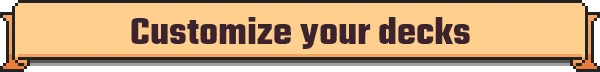 Tiny Auto Knights: Banner with "Customize your decks" in bold, dark text on a beige background.