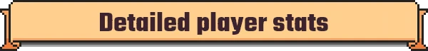 Tiny Auto Knights: Banner with "Detailed player stats" in bold, dark text on a tan background.