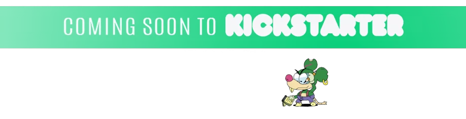 Toada Brava: Green banner reads “COMING SOON TO KICKSTARTER” above QR code and character.