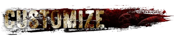 TORMENTOR: The word "CUSTOMIZE" in distressed white letters on a dark red, textured background.