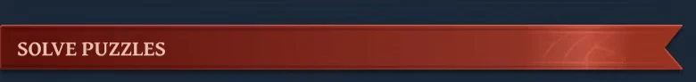 Toto’s Journey: Red ribbon banner with white text “SOLVE PUZZLES”.