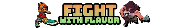 Town of Zoz: Pixel art banner with text “FIGHT WITH FLAVOR” and two fighters.