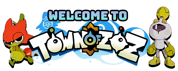 Town of Zoz: Welcome to Town of Zoz logo with two cartoon creatures on sides.