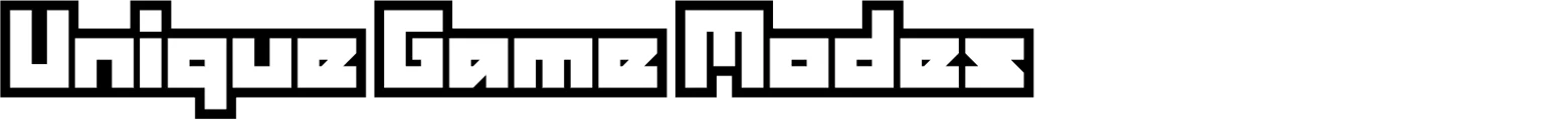 Traks: White blocky text reading “Unique Game Modes” on a black background.