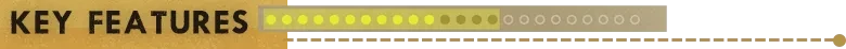 Key Features Banner – Travelling At Night Travelling At Night: “KEY FEATURES” text with yellow dot progress bar on gold background.