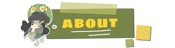 Truth Scrapper: Green banner with yellow ABOUT text and cartoon figure holding glasses.