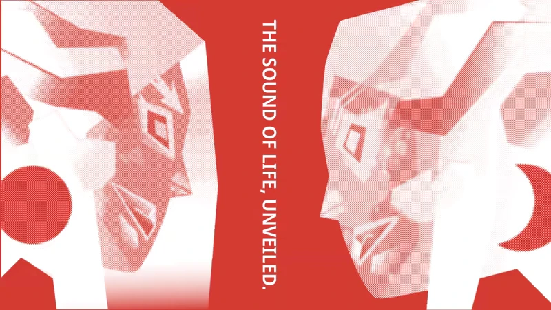 Faces Confrontation – Twin Soul Twin Soul: Two geometric faces in profile, red text "THE SOUND OF LIFE, UNVEILED."