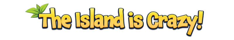 UNGALAND!: Bold yellow text reads "The Island is Crazy!" with green leaves above the "T".