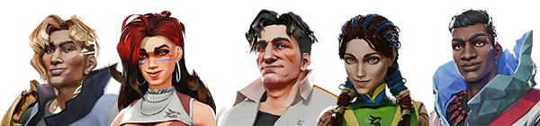 Vector Strike: Five diverse characters with unique outfits and expressions, ready for action.