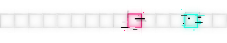 Puzzle Platform – Vextorial Vextorial: A horizontal platform with red and blue glowing squares and abstract symbols.