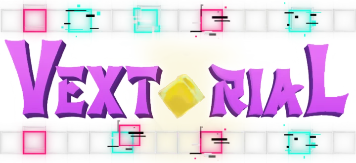 Vextorial Title – Vextorial Vextorial: Bold purple text with a yellow diamond, surrounded by colorful geometric shapes.