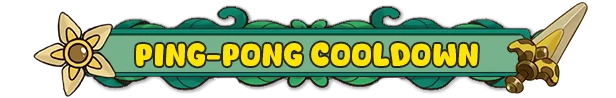 Vinebound: Banner with "PING-PONG COOLDOWN" in bold yellow text on a leafy background.
