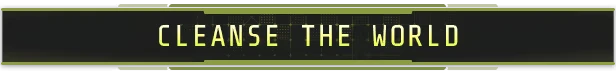 Cleanse the World – Voidling Bound Voidling Bound: "Cleanse the World" text in bold, glowing yellow on a dark, futuristic banner.