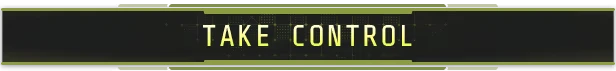 Take Control – Voidling Bound Voidling Bound: Yellow text "TAKE CONTROL" on a dark, futuristic interface background.