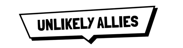 Wander Stars: Bold black text "UNLIKELY ALLIES" on a white, angular speech bubble.