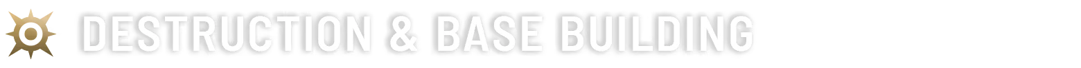 WARDOGS: White text “DESTRUCTION & BASE BUILDING” on black banner with gear icon.