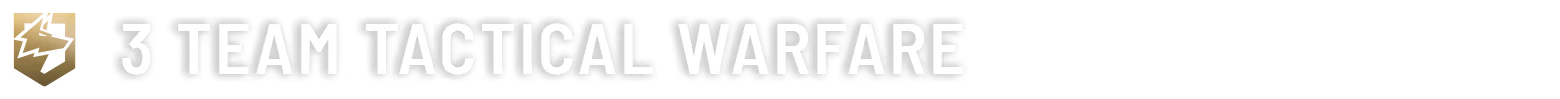 WARDOGS: White text “3 TEAM TACTICAL WARFARE” on black banner with shield icon.