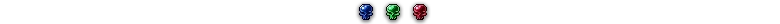 Warhammer Survivors: Three glowing skull icons in blue, green, and red on black.
