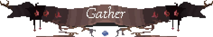 Will O Wing: Pixel-art cave scene with large white text “Gather” at top center.