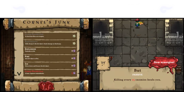 Cornels Junk – Wish Me Well Wish Me Well: Split screen with Cornel's Junk list and character holding a gun in a stone room.