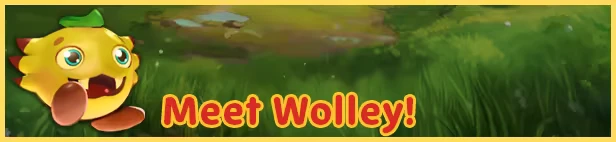 Wolley's Dungeon Adventure: Yellow round creature on grass with bold red text “Meet Wolley!”.
