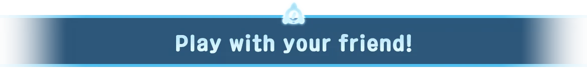 World of Slime: Blue banner with white text “Play with your friend!” and slime icon above.